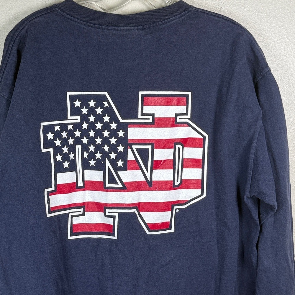 Vtg Jansport Notre Dame Long Sleeve T Shirt Men L American Flag Fighting Irish